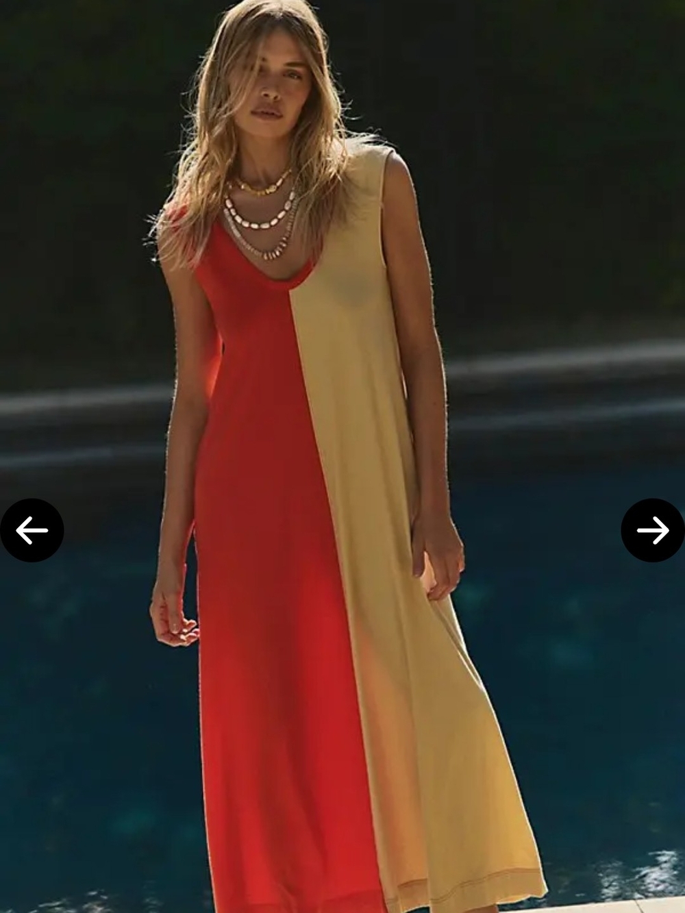 FREE PEOPLE FREE-EST COLORBLOCK MAXI DRESS 100% COTTON XL ORANGE CREAM